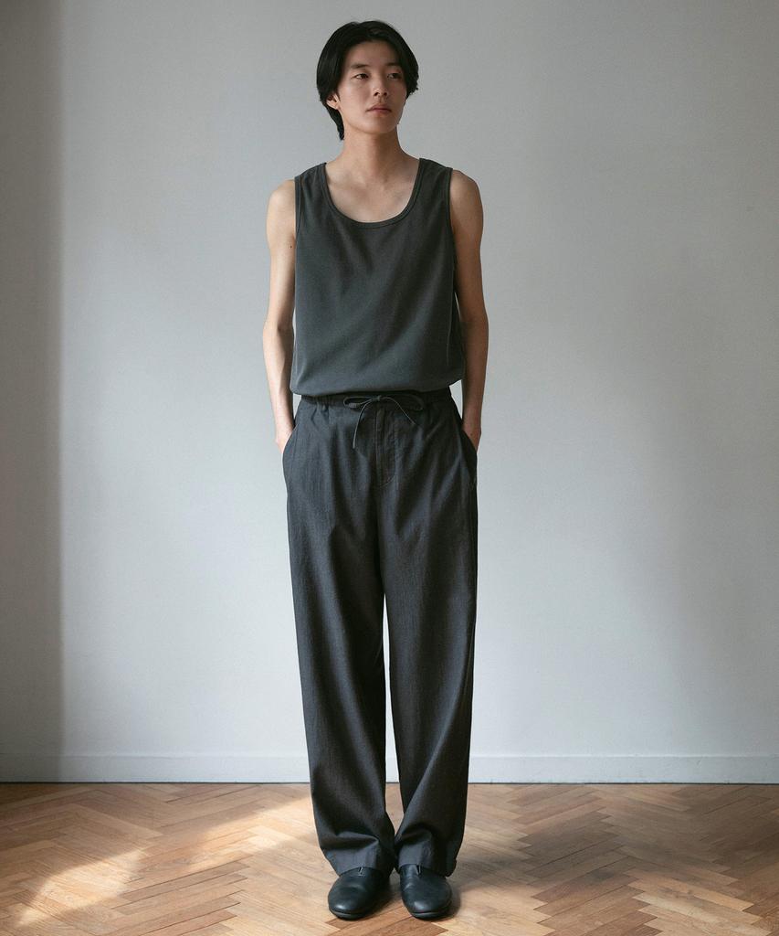 ANOTHER OFFICE Pique Chambray Easy Pants (Black-Stripe)