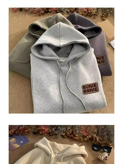 Męska bluza z kapturem w amerykańskim stylu, ciężka, oversize, z aksamitem - Jesień/Zima, młodzieżowa kurtka-bluza