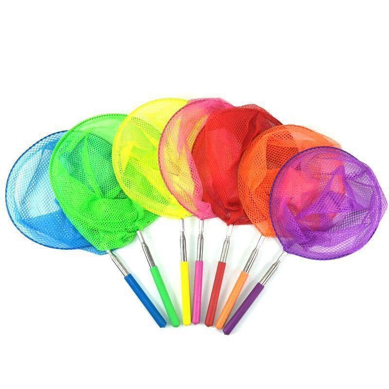 Retractable Fishing Net Kids Outdoor Insect Butterfly Dragonfly Net Stainless Steel Collapsible Foldable Nylon Landing Dip Nets