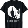 Katzen Schatten Ich Hasse Leute Mittelfinger T-Shirt(1)