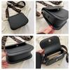 Simple PU Leather Saddle Shoulder Bags Solid Color Crossbody Bag Wide Strap Flap Purse and Handbag For Women Girls AVE