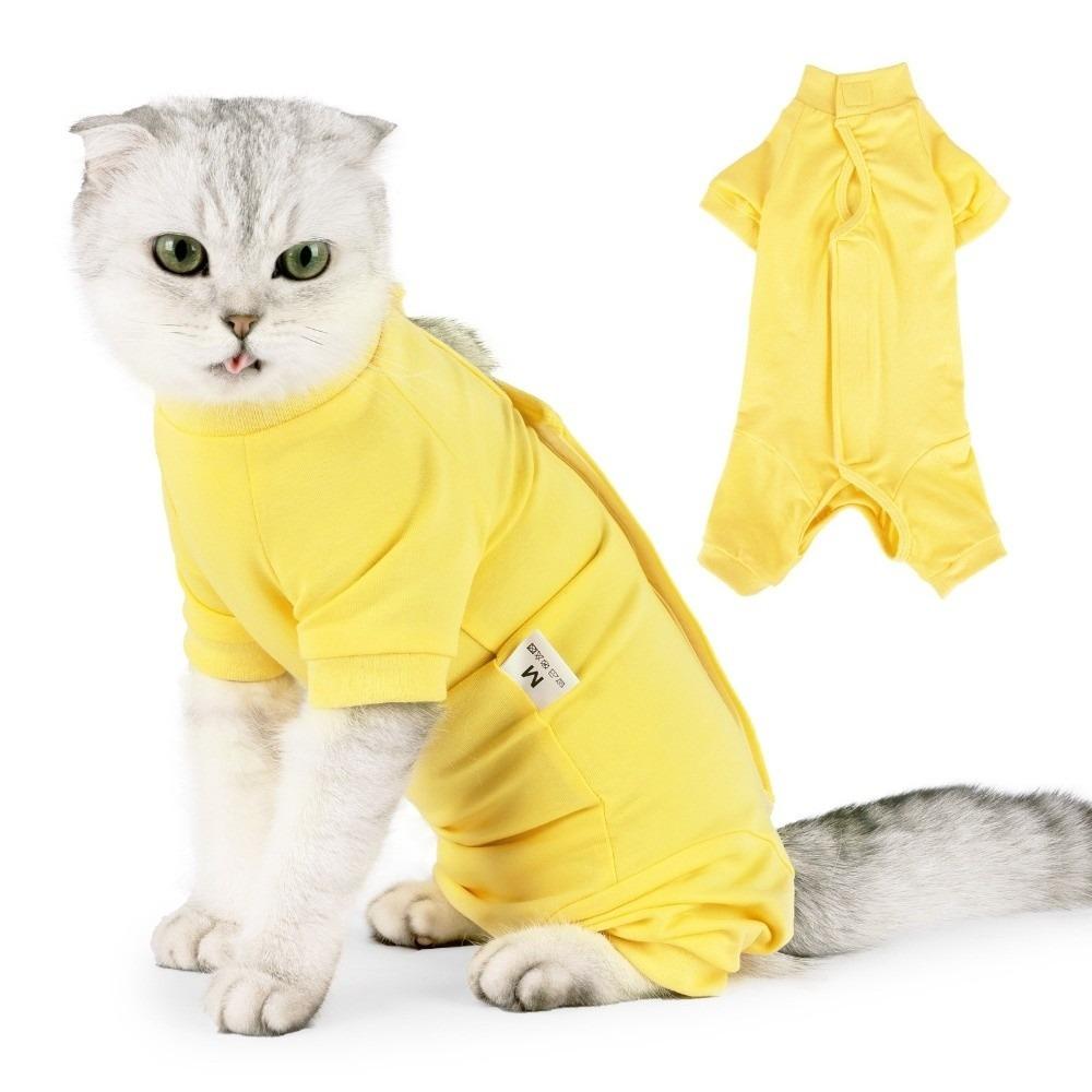 Adjustable Cat Recovery Suit Breathable Solid Color Pet Anti-Lick Suit Soft Comfortable Cat Sterilization Suit Wounds Recovery