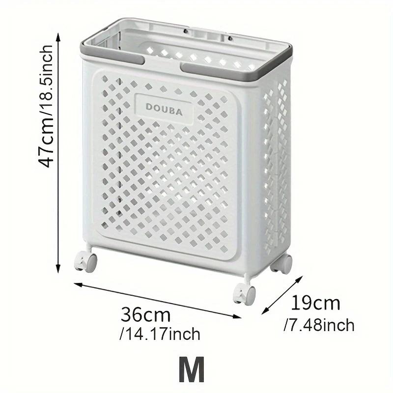 Foldable Storage Basket, Small Plastic Laundry Basket with Wheels and Handles, Space-saving Rolling Basket