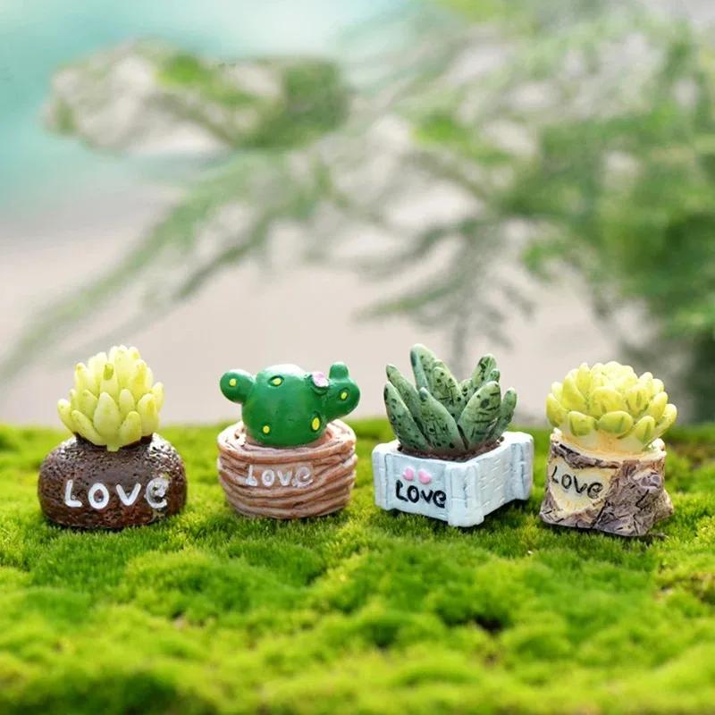 

1/3PCS Cute Love Mini Succulent Cactus Plant Decor PVC Crafts Decorations Cartoon Dolls Landscape Fairy Garden Ornament