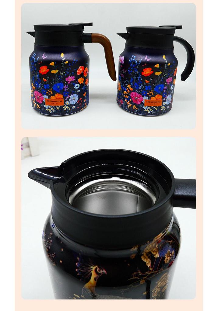 Portable Floral 316 Stainless Steel Teapot with Large Capacity & Inner Liner