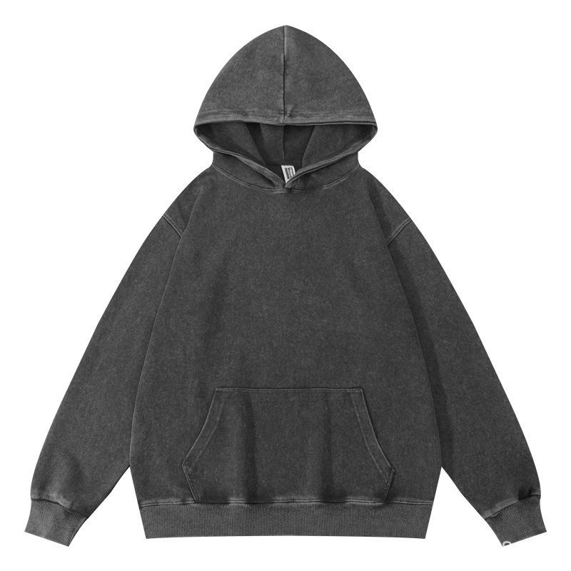 2025 Autumn Retro Heavyweight Solid Color Loose Fit Batik Hoodie Extra Large