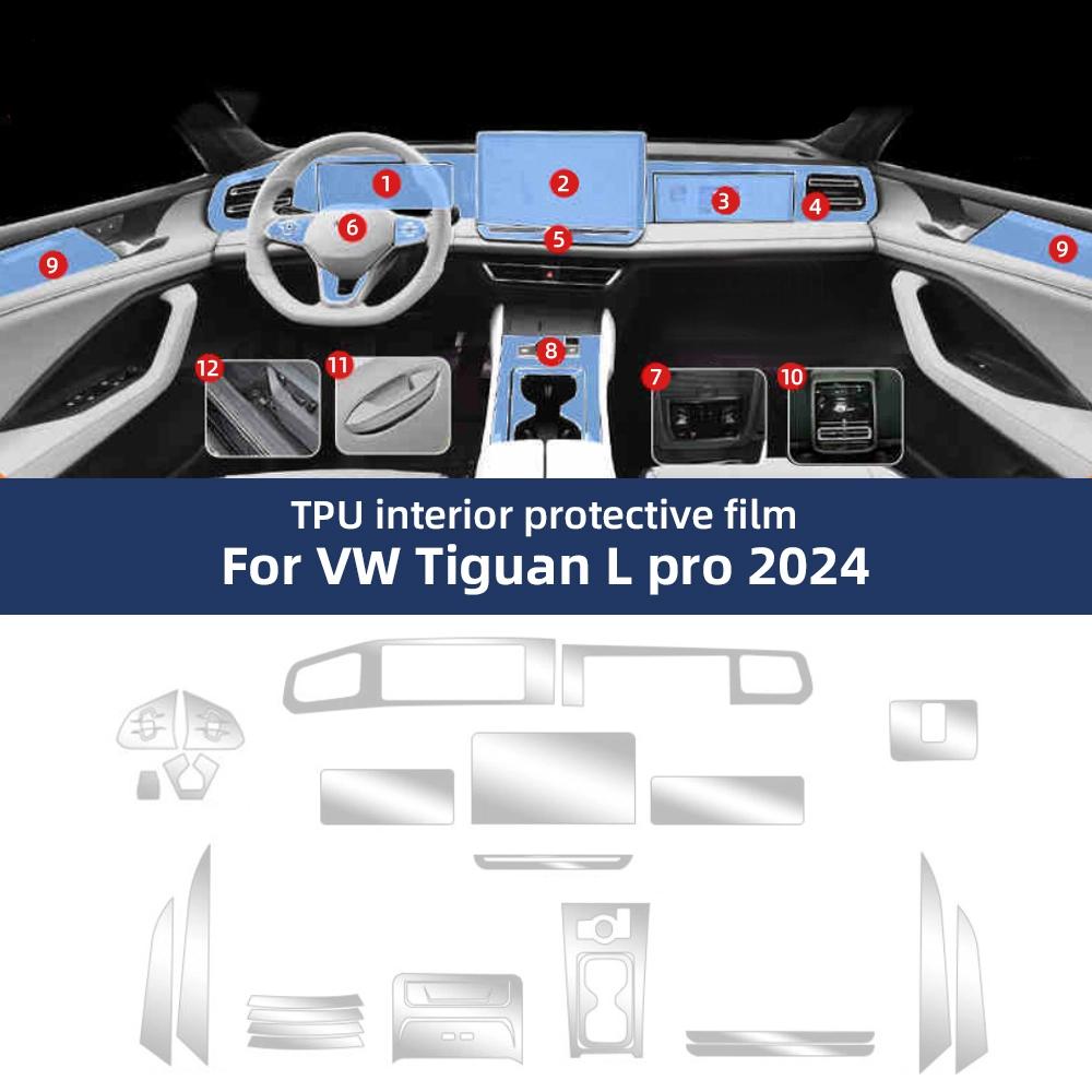 Para Volkswagen Tiguan L Pro VW 2024 2025 Película Protectora de TPU Transparente Consola Central Interior Panel de Cambios Accesorios Anti-arañazos