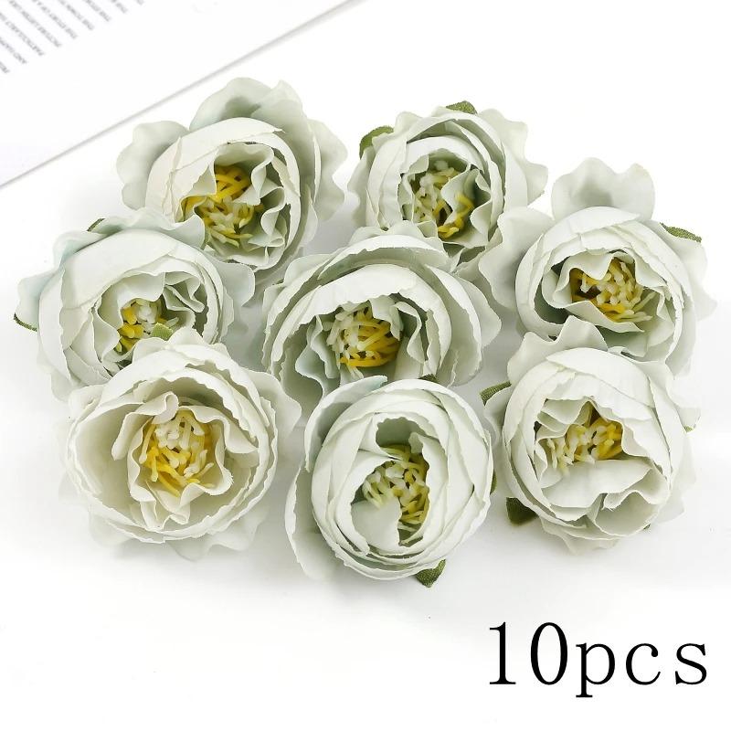 Green Rose Artificial Flowers Heads Silk Fake Flower for Home Room Decor Marriage Wedding Decora DIY Craft Wreath Gift Accessory