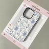 Custodia per Telefono Floreale Vintage per iPhone 17 16 15 14 Plus 13 12 11 Pro Max Modello Floreale Blu Retro Cover Protettiva in TPU Antiurto
