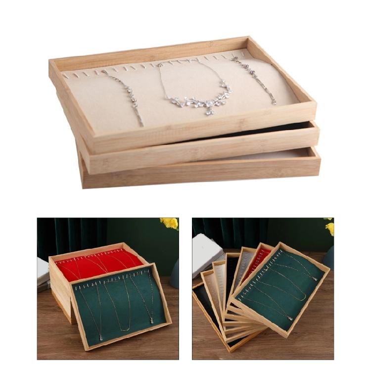 Wood Jewelry Display Tray for Necklaces Bracelets Pendant Stackable Organizer