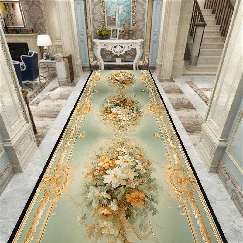Luxusní koberec v evropském stylu do dlouhé chodby, protiskluzový, na schodiště, bytový dekor, běhoun, přizpůsobitelný, koberec do uličky, kuchyňská rohožka, na míru