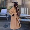 Women's Long Sleeve Wool Blend Coat Autumn Winter New Style Trendy Camel Color Hepburn Style Lady Fashion Coat