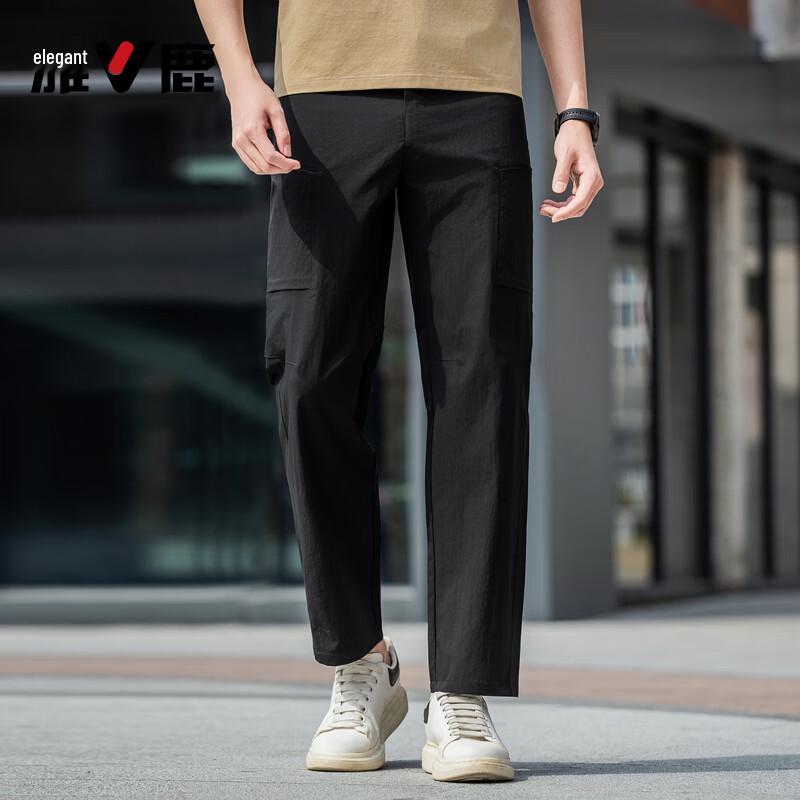 Yalu Men s Pure Cotton Lightweight Multi-Pocket Cargo Pants M