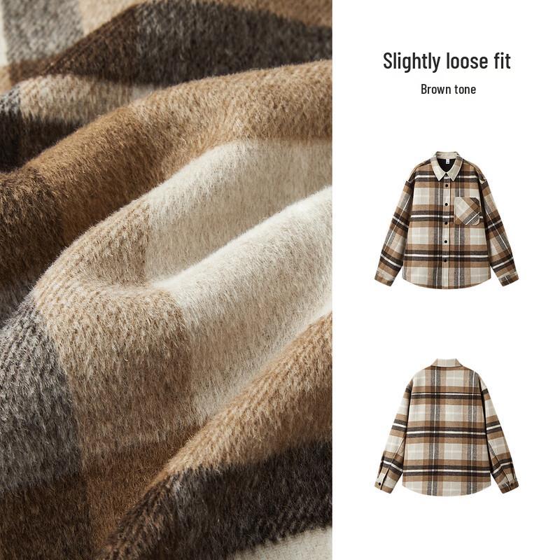 Semir Men's Winter Plaid Wool Blend Shirt Jacket