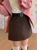 Korean Retro High-Waist Wool-Blend A-Line Skirt for Women - Autumn/Winter Hip-Hugging Slimming Design