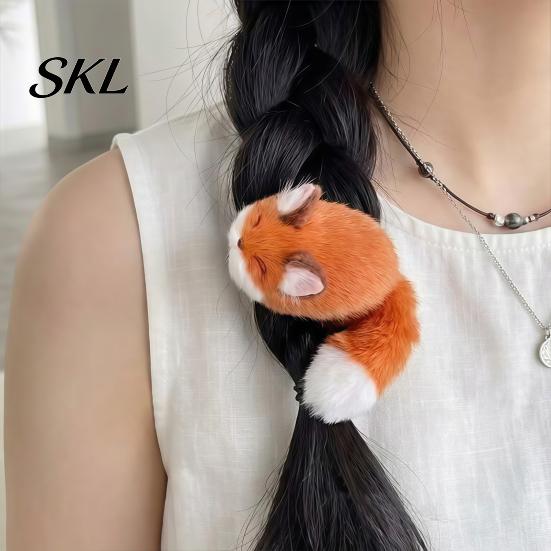 Hair Accessories for Women Plush Fox Clip, Cute Animal Hairpin, Soft Furry Barrette Non Slip Claws Thick Accessory Girls, Decorative Hairpin