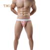 TALOS Pruhované sexy spodní prádlo s otevřeným zadkem Jock Straps Kalhotky Tanga Spodní kalhotky se středním vzestupem