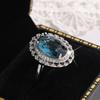 Haute Couture Blue Women's Ring 925 Silver Plated Natural Blue Topaz Women's Ring Cocktail Party Jewelry Gift