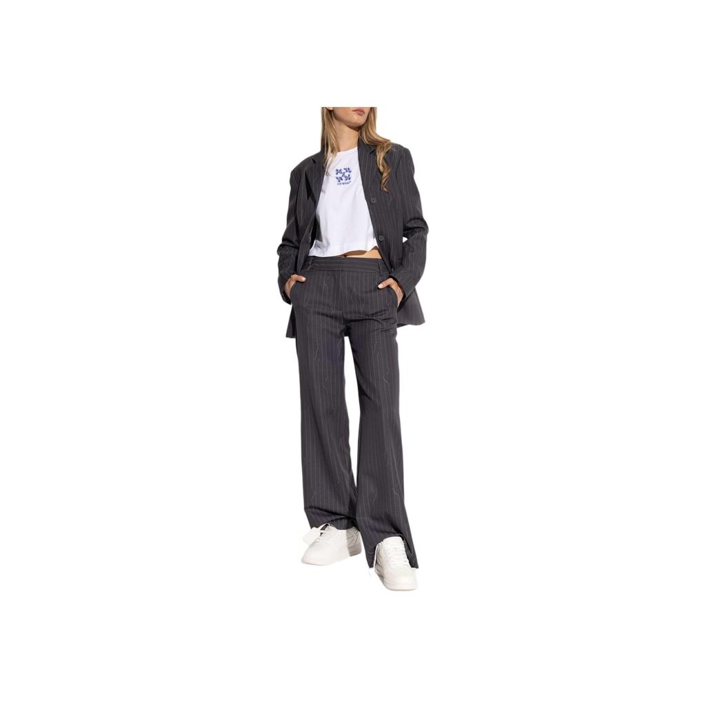 Off-White Logo Embroidered Short Sleeve T-Shirt Women Tops White OWAA090F24JER0010145