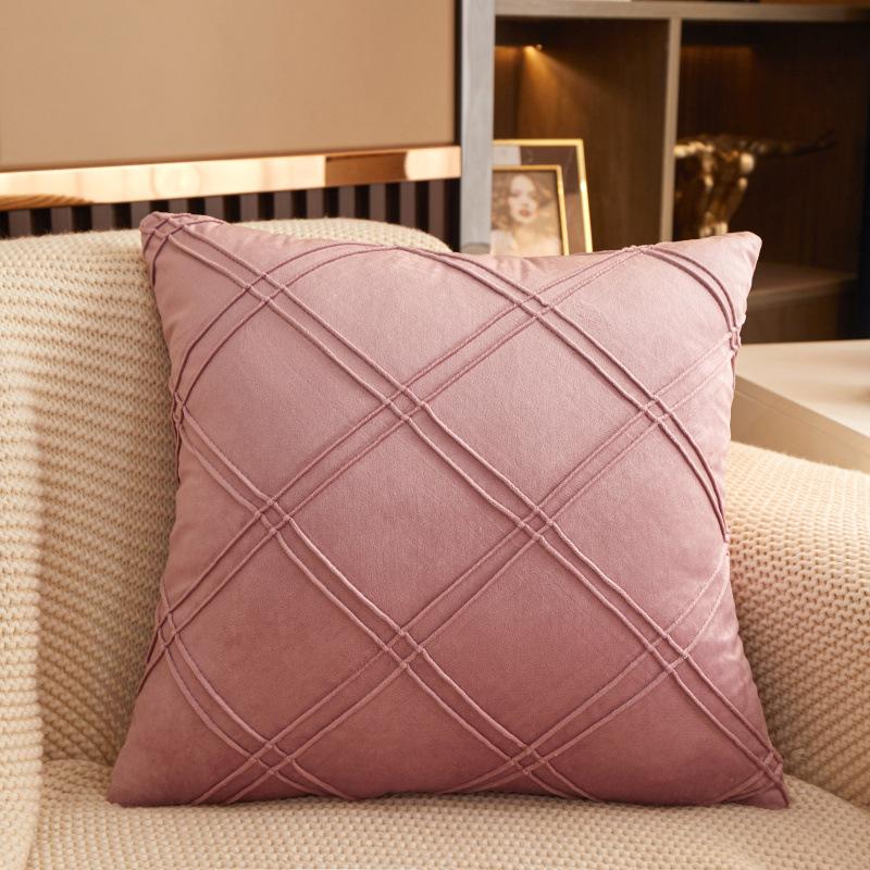 Skin-friendly Velvet Crumpled Soft-covered Bedside Sofa Pillow with Core