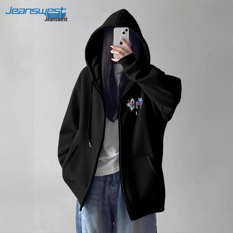 

JEANSWEST 2025 Women s Loose Hooded Zip Sweatshirt 2XL