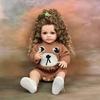 55cm Reborn Baby Doll Realistic Vinyl Girl Doll with Curly Hair Woolly Curls Cutie Knitted Outfit