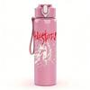 1PC Faint vintage band sketch print 750ml colorful plastic sports water bottle leakproof pop up lid with straw for outdoor work home use