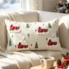 3D Embroidered Pattern Christmas Throw Pillow Cover Christmas Tree/Leaf Rectangular Sofa Pillowcase Square Washable