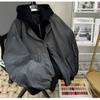 Giacca con cappuccio da uomo in PU nero e grigio testurizzato con cerniera per l'autunno: Capospalla Versatile, Stile Streetwear, Vestibilità Larga