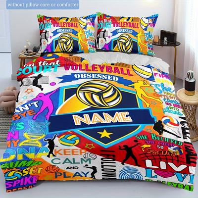 Colorvolleyball Customize Your Name Duvet Cover Softbedding Set For Bedroom Guest Room And Dorm Decoration Threepiece Set Includes 1 Duvet Cover 2