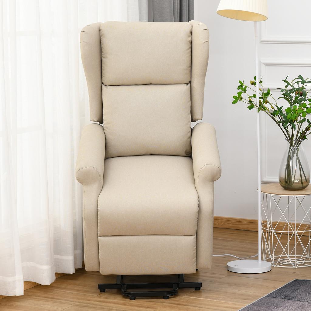 Recliner, Lift Assist, Reclining Function, up to 200kg, 72.5x94x109cm, Cream
