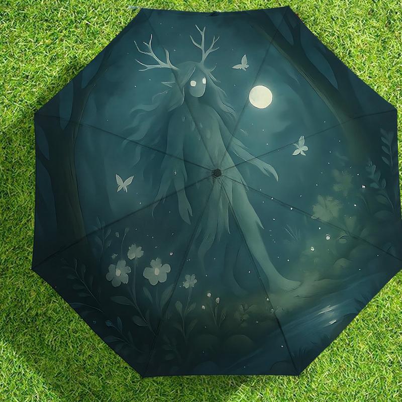 Enchanted Forest Moonlit Journey: A Mystical Umbrella with Automatic Opening & Closing, Perfect for Outdoor Adventures and Travel Accessories 180