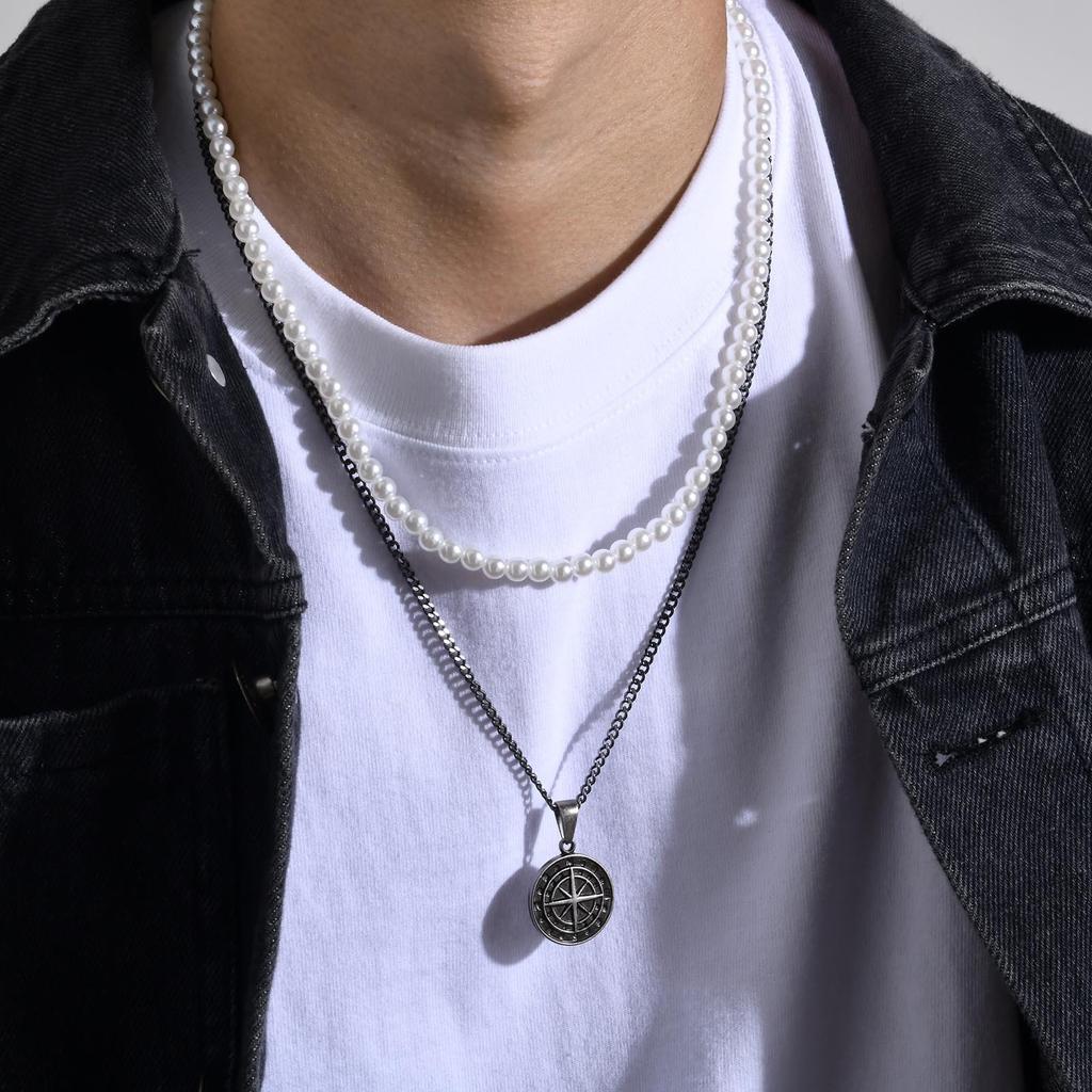 Fashion Jewelry, Stainless Steel Compass Pendant, Coin Compass Men'S Hip Hop Necklace Pn-1527