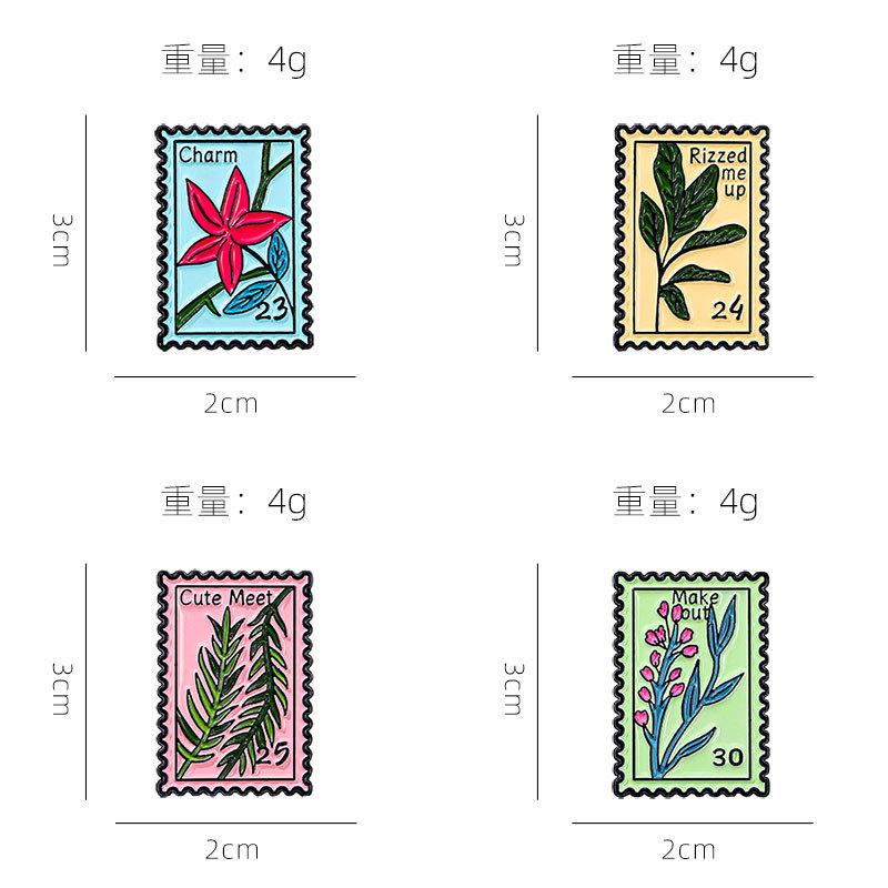 Cultural Creative Cartoon Flower Stamp Enamel Brooch Retro Commemorative Zinc Alloy Badge for Waist Cinching Backpack Clothes Decoration