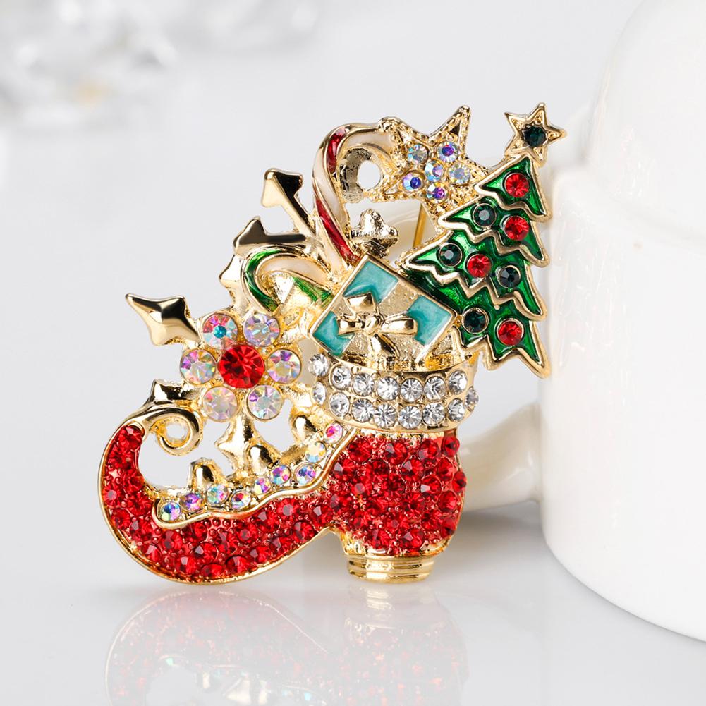 Women Delicate Christmas Style Diamond Shoes Brooch Perfect Wear Decoration
