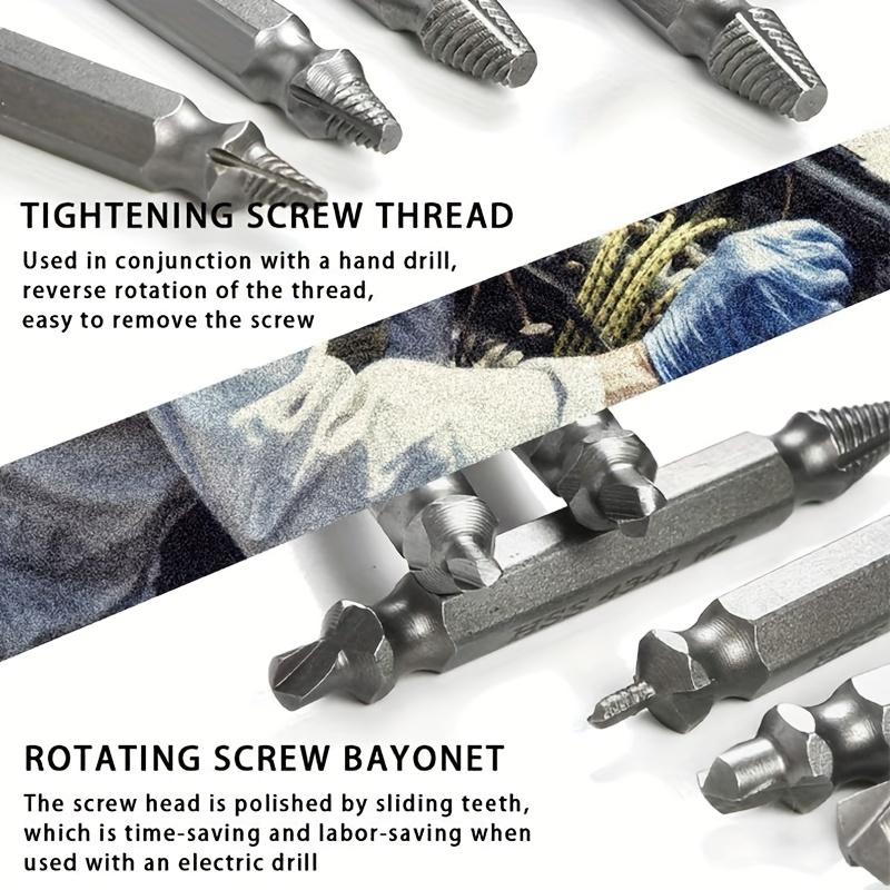 Set de extractoare de șuruburi deteriorate, kit de extracție de șuruburi dezlipite pentru filet de glisare, extractor de șuruburi rupte, dispozitiv de îndepărtare a șuruburilor