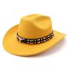New Western Cowboy Hat Cow Head Belt Accessories Cowboy Hat Versatile Solid Color One-word Retro Cowboy Hat