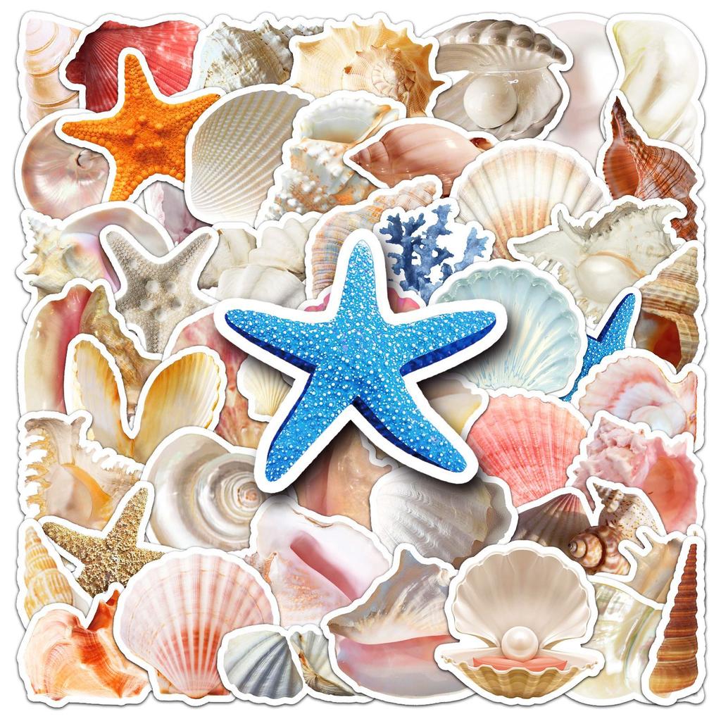 50 Shell Creative Stickers Personalized Small and Fresh Korean Ins Style Decorative Water Cup Mobile Case Stickers