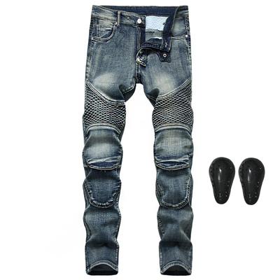LOKIPONG Denim Motorbroek met Kniebeschermers Skinny Lange Chino voor Mannen Maat 30, Rechte Pasvorm Broek, Broek, Lente, Zomer, Herfst,