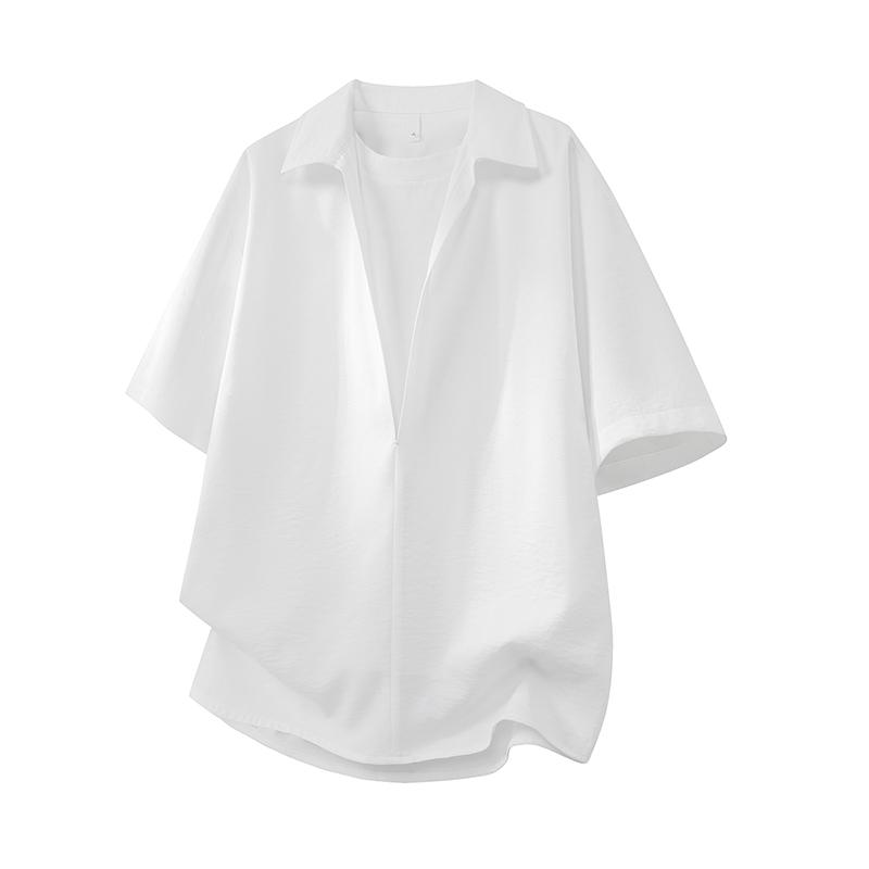 Retro Workwear Short Sleeved Shirt Men's Loose Collared Casual Shirt Summer Shirt