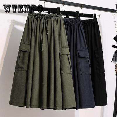 Long Skirts Plus Size Pleated Midi Skirt Summer Lady Elastic Waist Beach Elegant Casual Skirts Women Autumn Pleated Skirt
