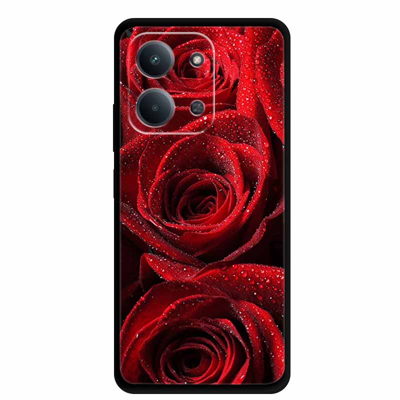 Case For Xiaomi Redmi 15C 5G European Colorful Flower Black Soft Silicone TPU Phone Case For Redmi 15C 4G Shell ProtectionBumper