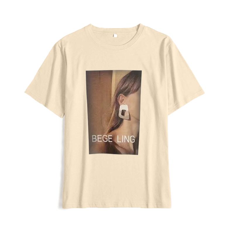 

Shellsuning Повседневная мягкая футболка с круглым вырезом с принтом, женские хлопковые летние винтажные футболки с графическим рисунком, женские свободные модные женские топы с короткими рукавами XL бежевый