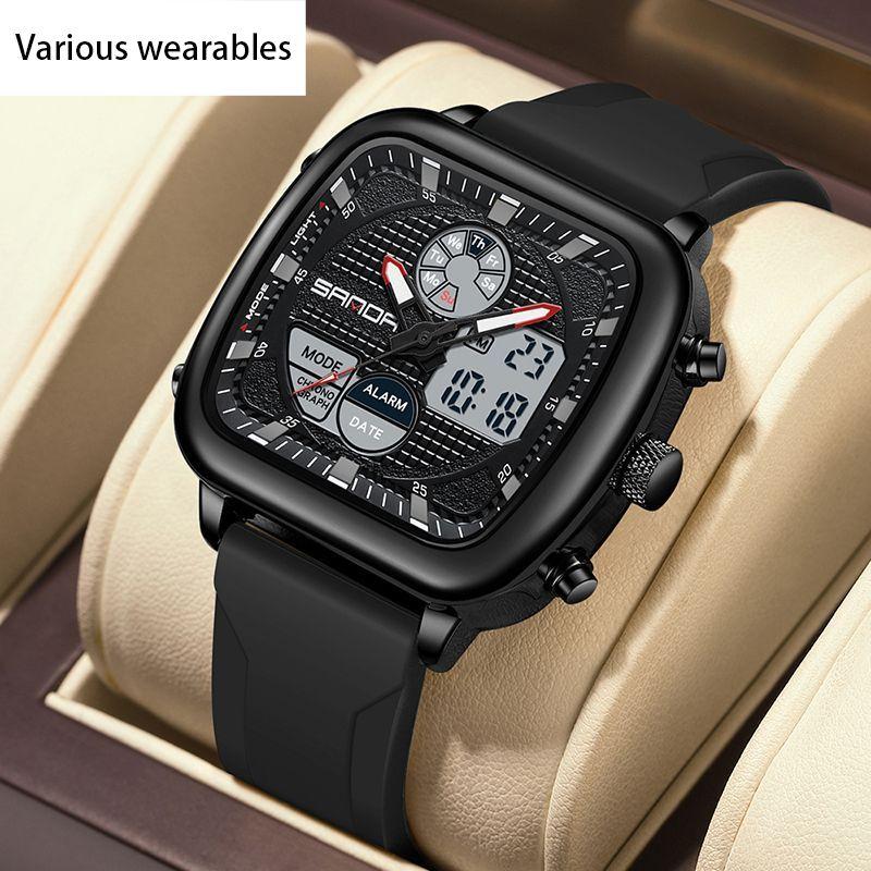 New Electronic Watch Youth Multifunctional Waterproof Sports Watch Alarm Clock Silicone Strap Luminous Watch