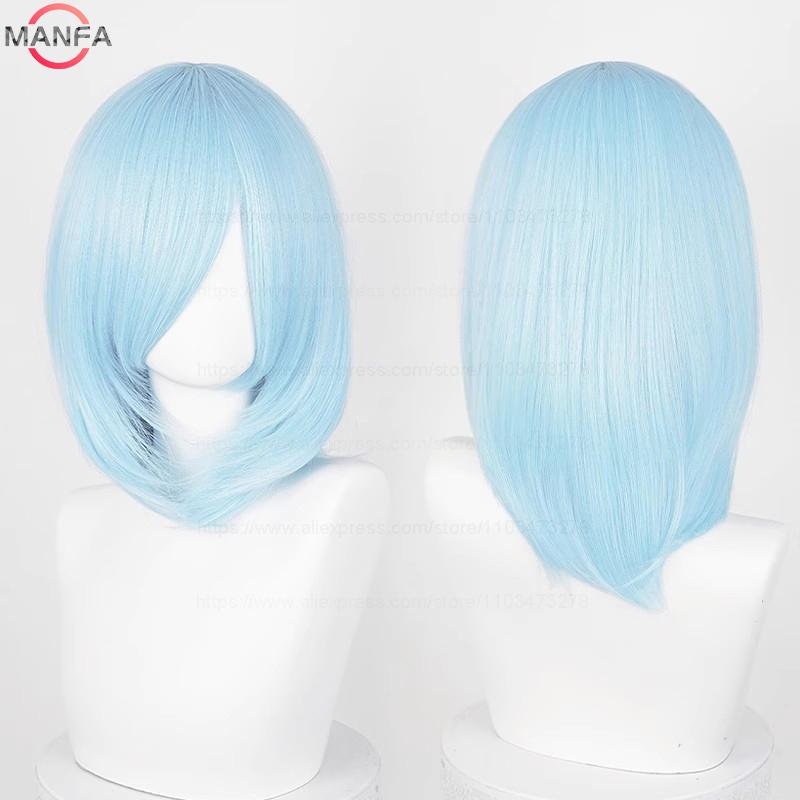 40cm Medium Basic Anime Cosplay Wig Bang Blond  Black White Red Pink Green Brown Gold Blue Heat Resistant Synthetic Hair Wigs