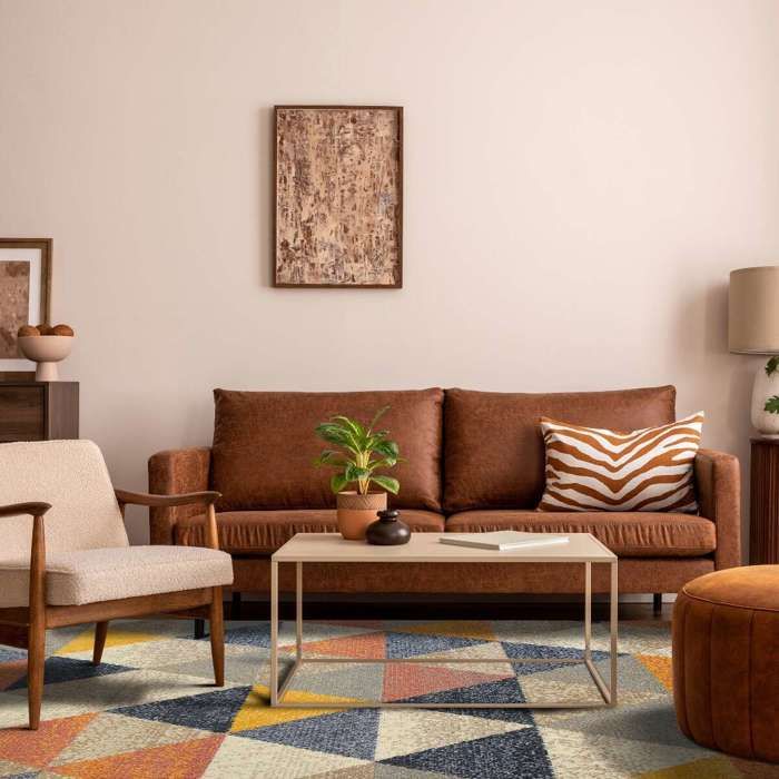 Tapis doux scandinave géométrique multicolore 133x170