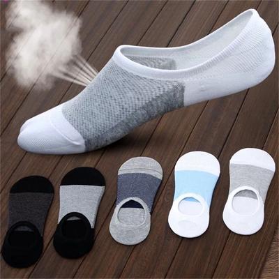 5 Pairs No Show Men Boat Socks Summer Non-Slip Silicone Invisible Cotton Socks Breathable Male Ankle Socks Slippers