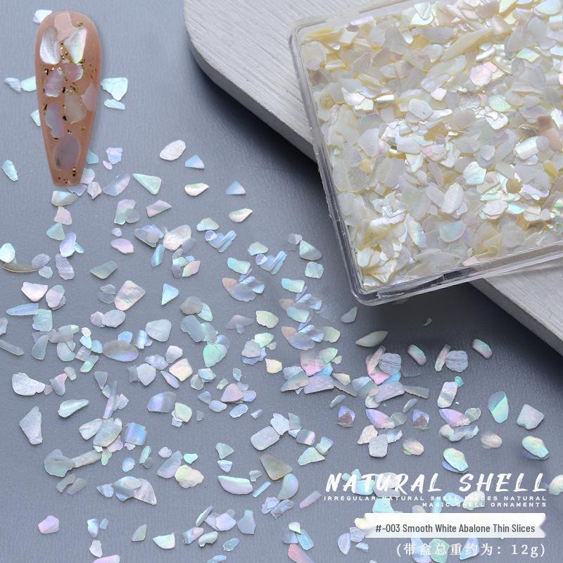 Iridescent Crushed Shell Nail Art Pieces: Ultra-Thin Abalone Gravel Decorations