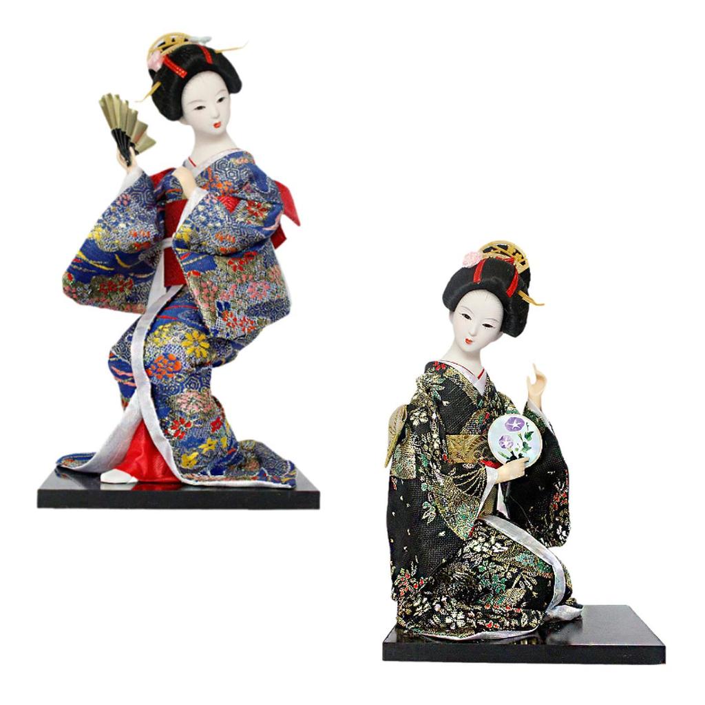 Japanese Kimono Doll Wooden Toy Table Statuette Craft Miniature Kimono Geisha Figurine for Shop Home Decorative Cabinet Indoor