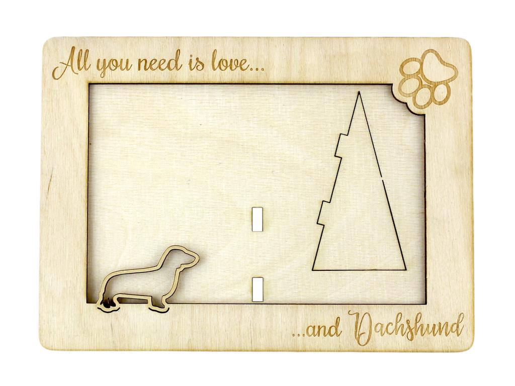 Dachshund Smooth-haired, Wiener dog, Badger dog – Photo frame, engraved wooden frame | Art-Dog
